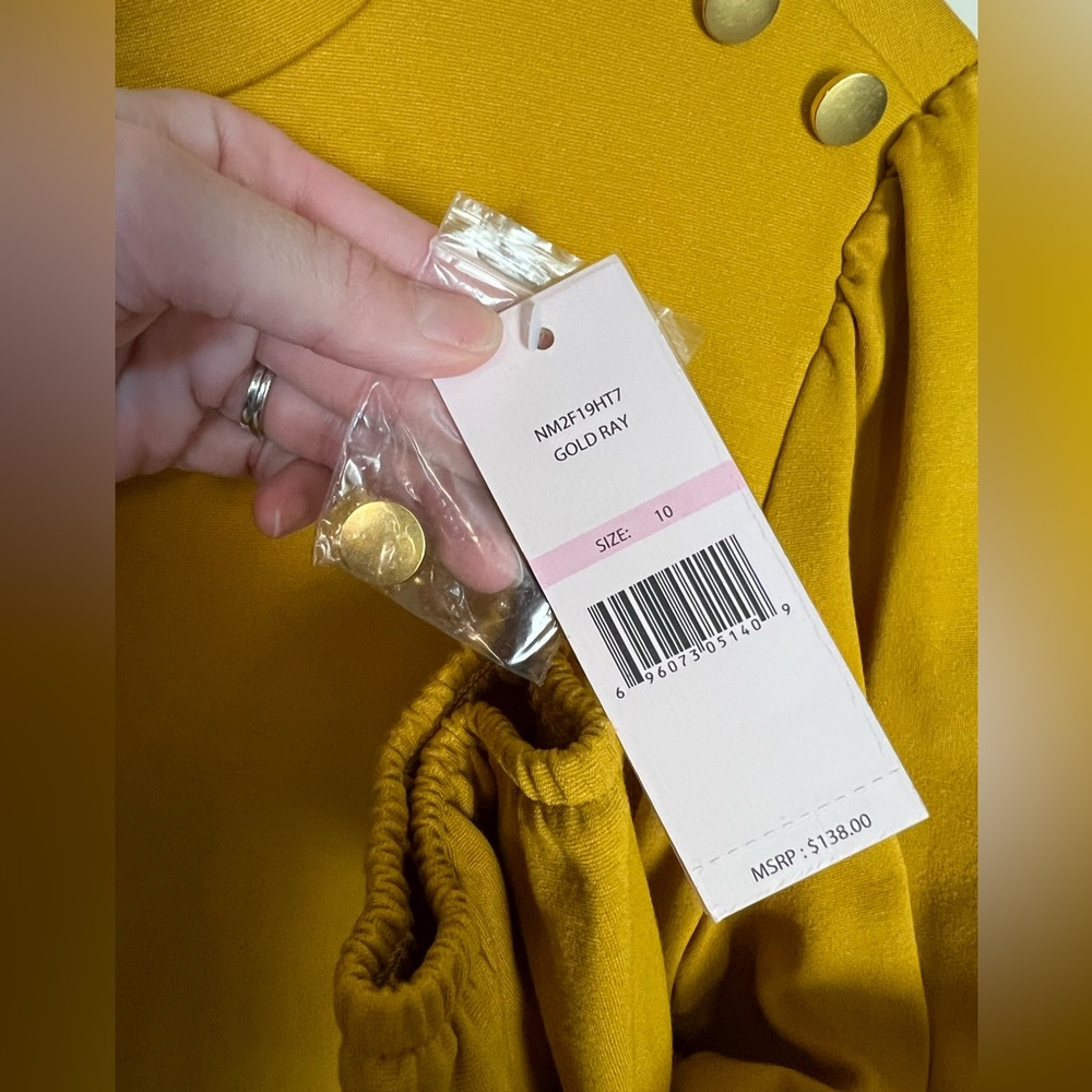 Nanette Lepore Mustard Yellow Dress Size 10 women's long sleeve midi - Picture 2 of 10